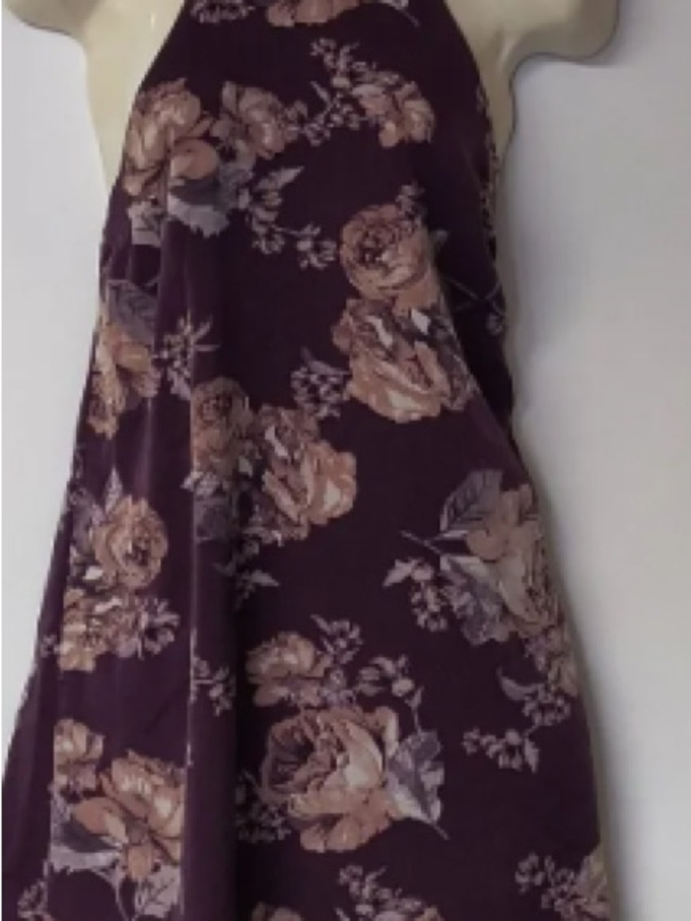Floral Swing Dress in Deep Plum and Blush